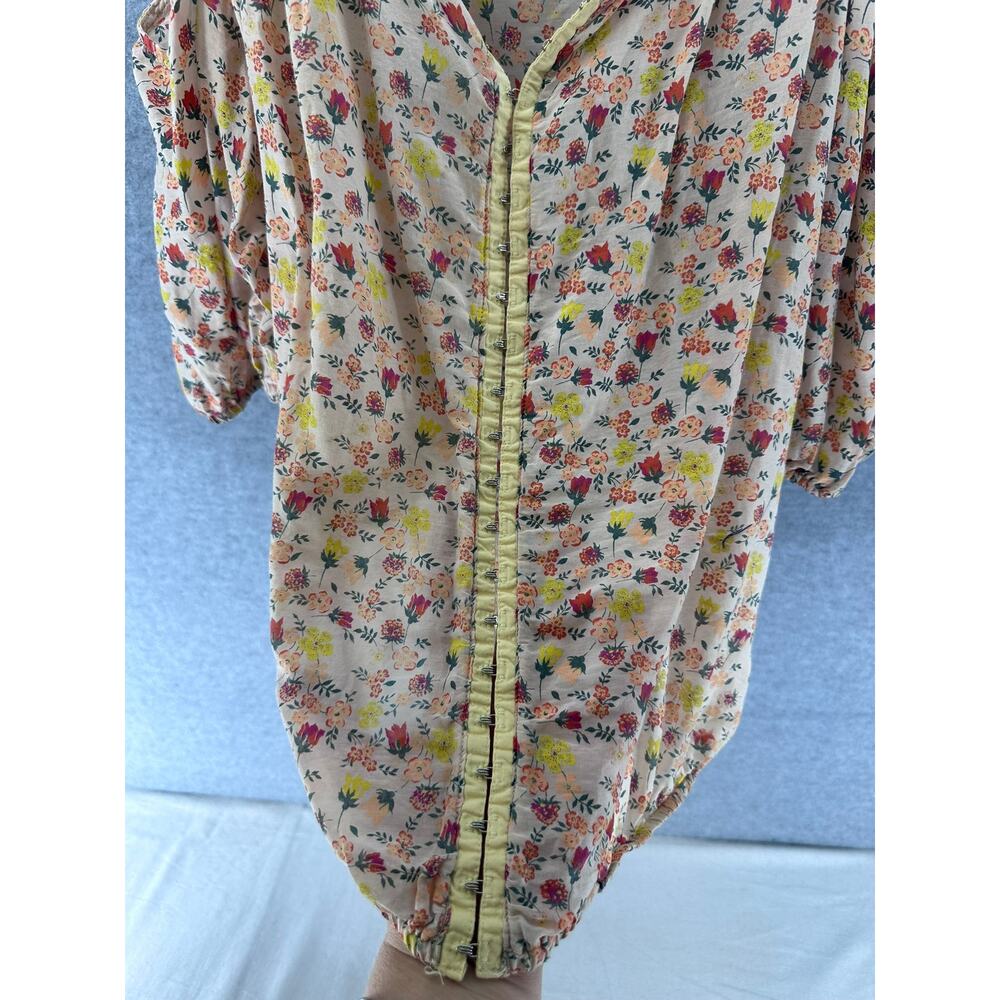Scrapbook Women's sz M Blouse Spaghetti Strap Cutout Bubble Sleeve Floral Print - Picture 6 of 9